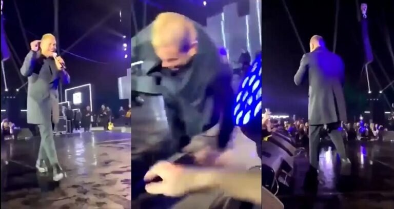 شاهد فيديو.. سقوط عمرو دياب على المسرح.. “عادي عادي”