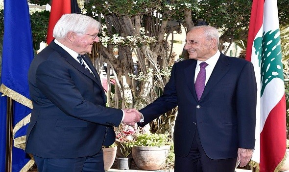 برَي بحث تطورات الاوضاع في لبنان والمنطقة مع الرئيس الألماني